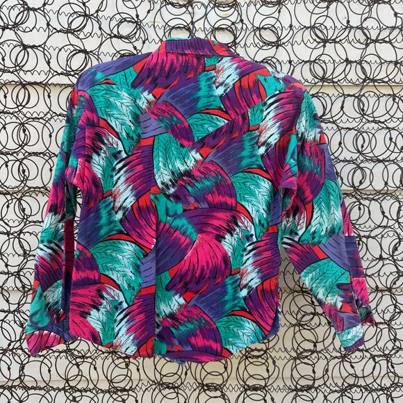 Vintage 90s Girls Roper Western Cowgirl Shirt Bold Brush Stroke Feather Size 14 - Picture 3 of 9